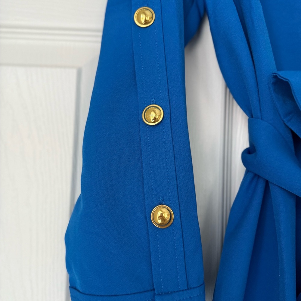 Tuckernuck Royal Blue Midi Shirt Dress with Gold Buttons - Picture 5 of 11